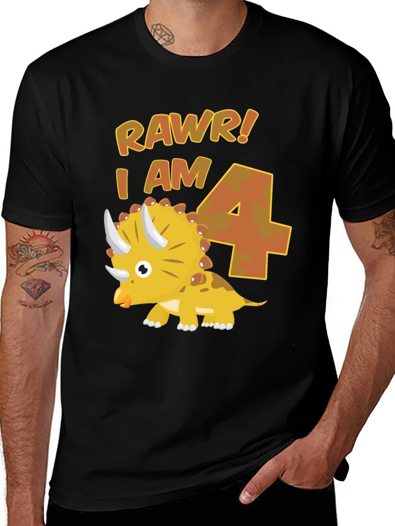 Variant 29 of RAWR! I AM 4 T-Shirt, Dinosaur Birthday Tee