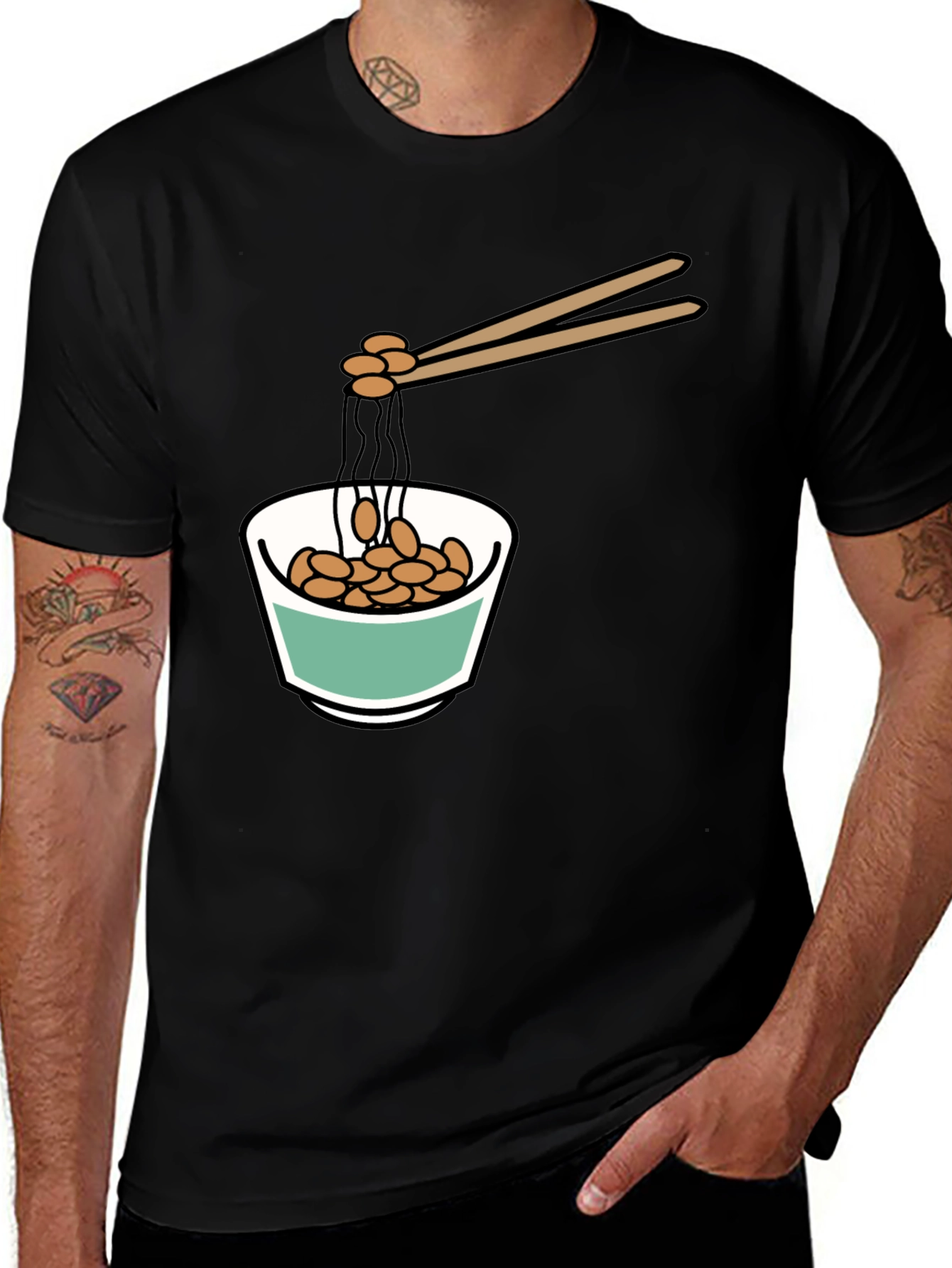 Variant 3 of Natto Bowl Graphic Tee - Funny Foodie Shirt