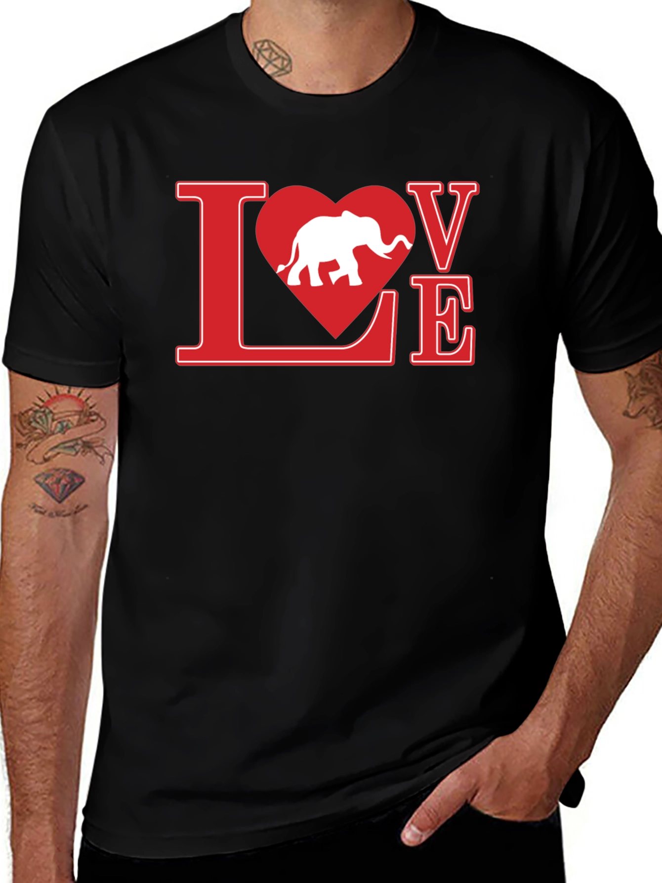 Variant 21 of Love Elephant Graphic Tee - Black Cotton T-Shirt