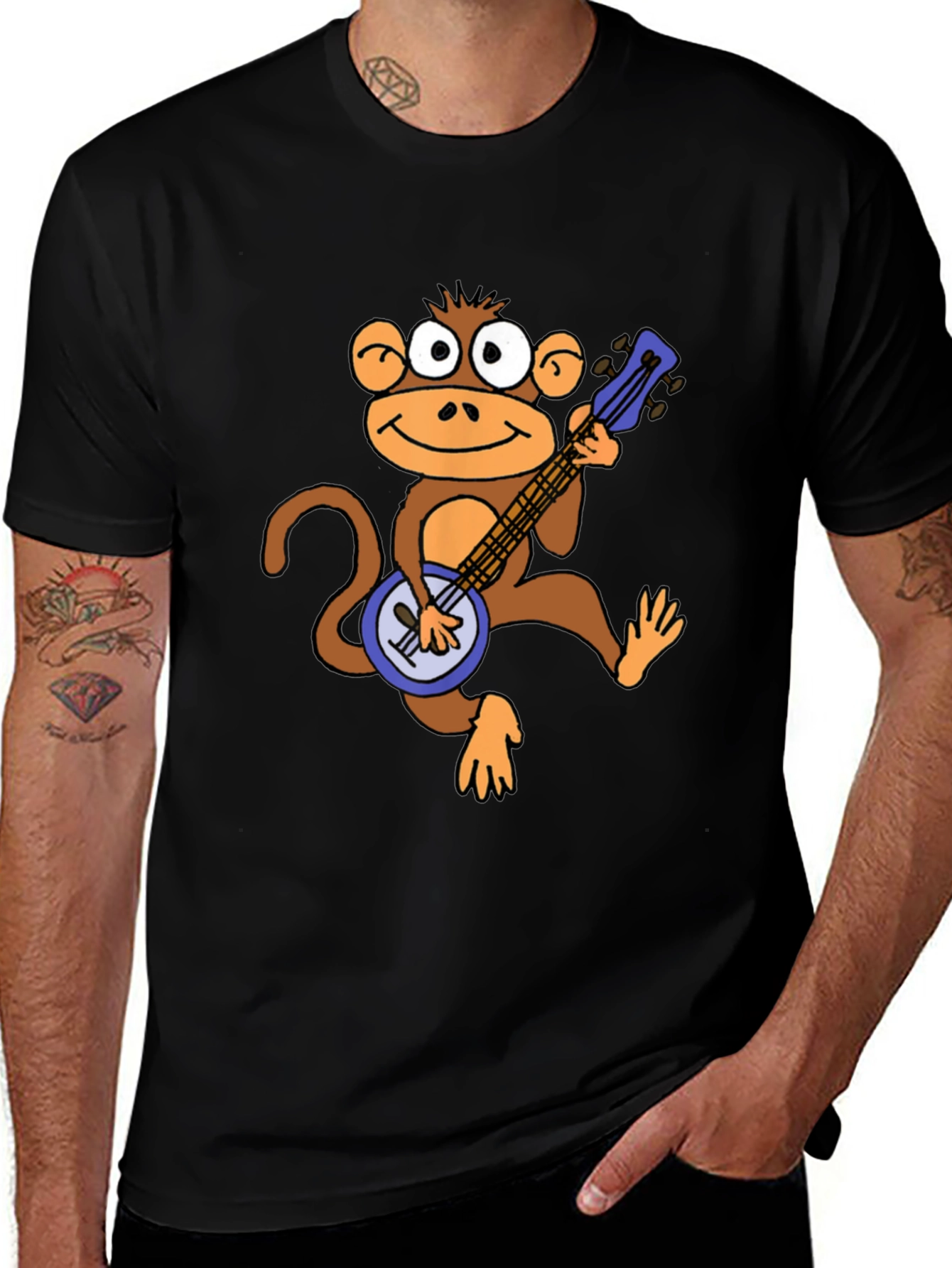 Variant 22 of Monkey Banjo Graphic T-Shirt - Playful Design