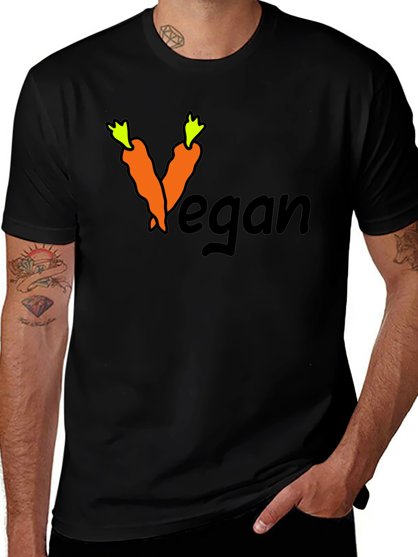 Variant 20 of Vegan Carrot Graphic Black T-Shirt