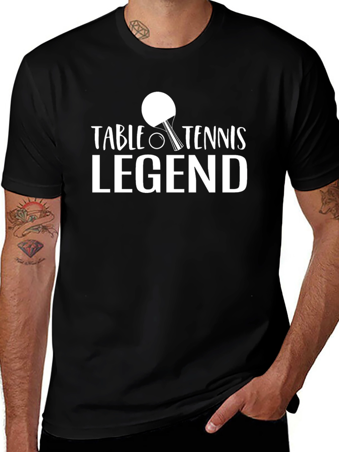 Variant 5 of Table Tennis Legend Graphic T-Shirt - Black