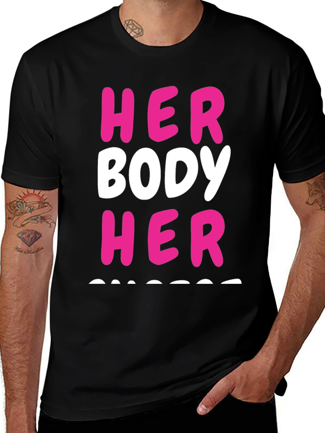 Variant 26 of Her Body Her Choice Graphic Tee - Black