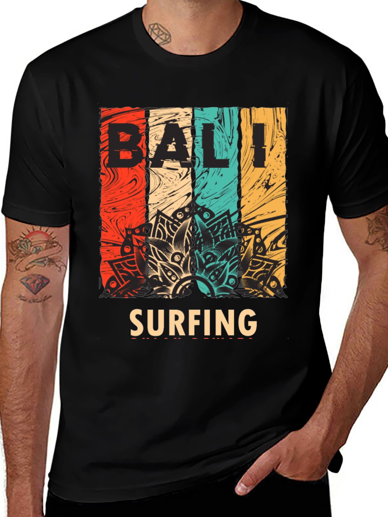 Bali Surfing Graphic Tee - Retro Style