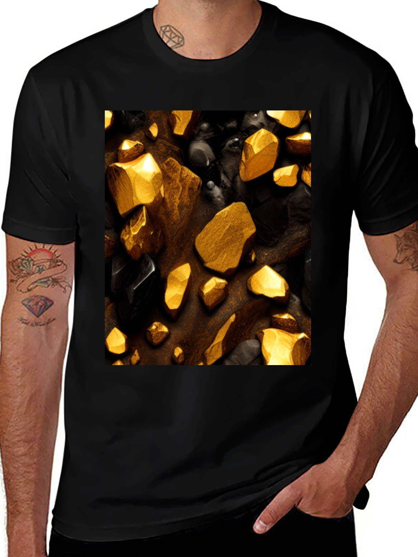 Variant 2 of Gold & Onyx Rock Graphic Tee - Premium Quality