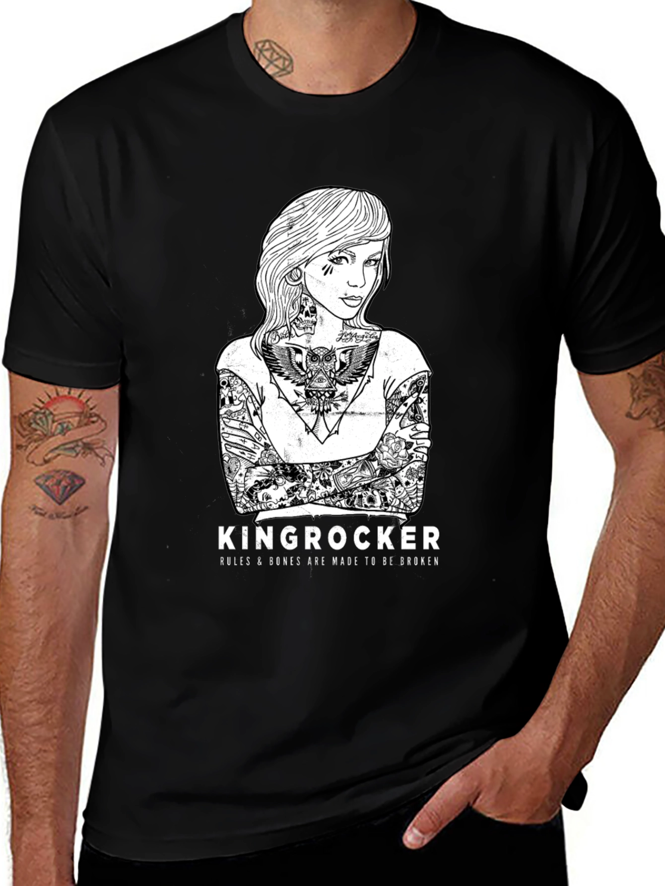 Variant 17 of KingRocker Tattoo Style Graphic Tee