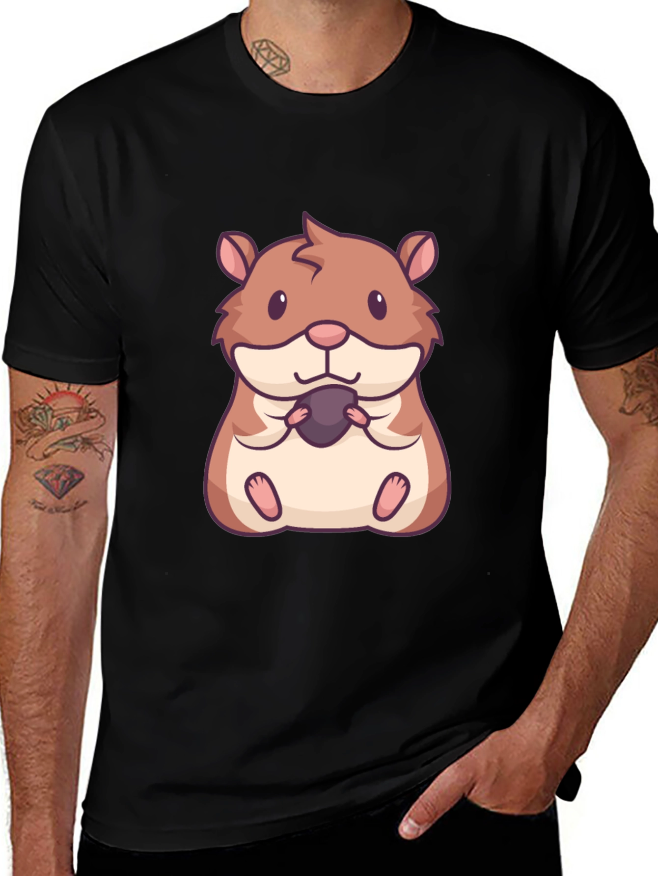 Variant 2 of Cute Hamster Holding Nut Graphic T-Shirt