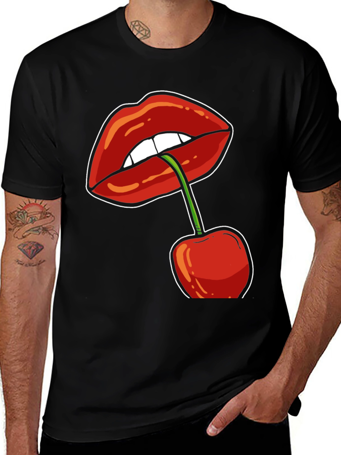 Variant 30 of Lips and Cherry Graphic T-Shirt - Unisex
