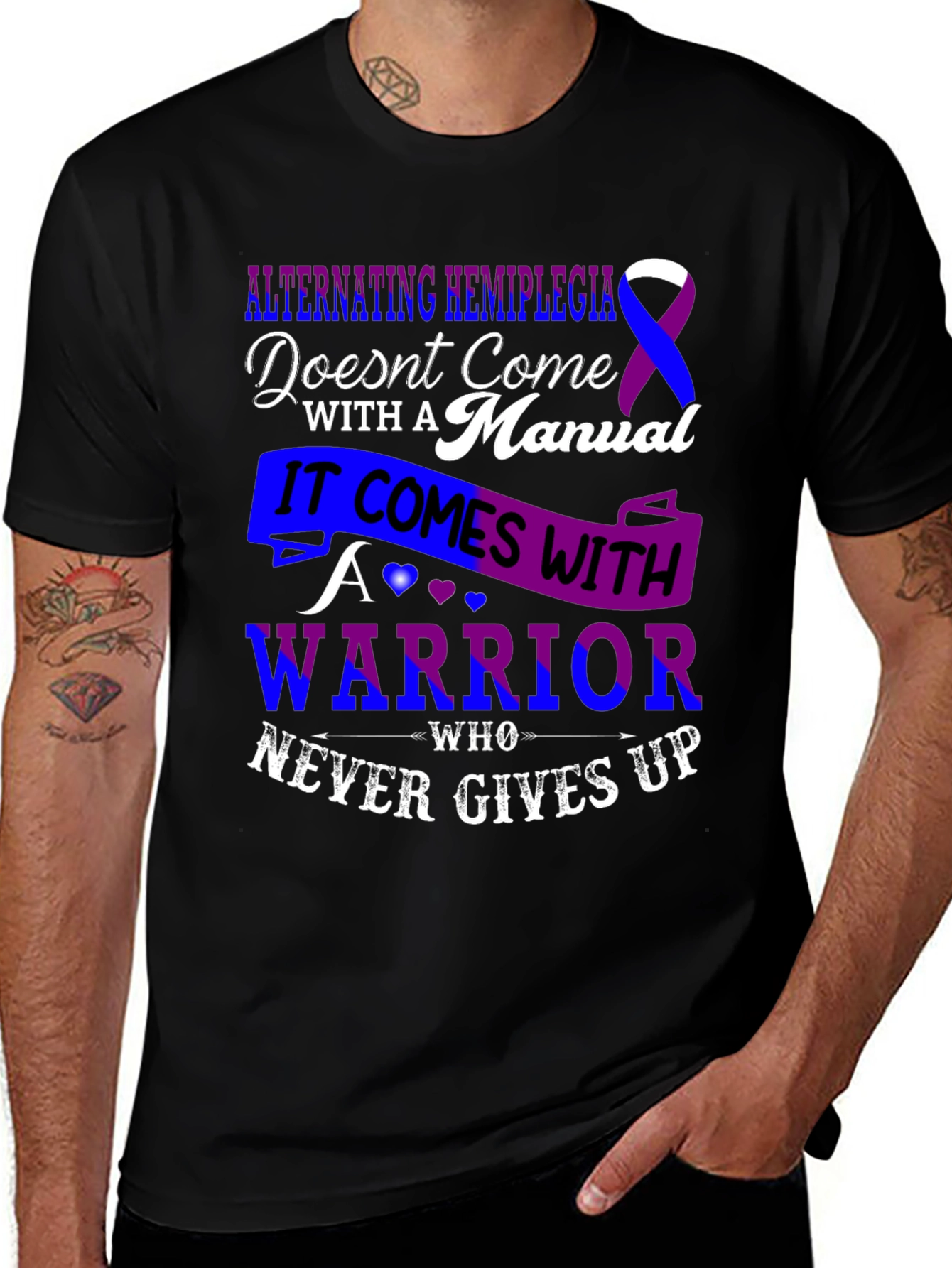 Alternating Hemiplegia Warrior T-Shirt - Never Gives Up