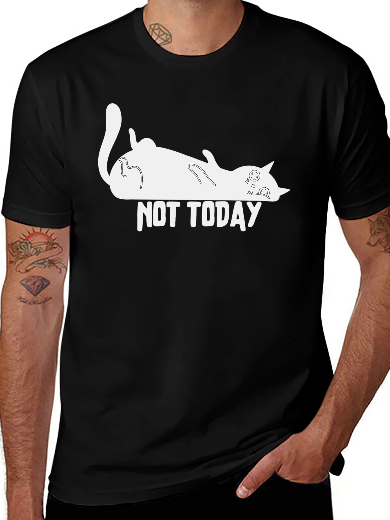 Variant 24 of Not Today Cat Graphic Black T-Shirt