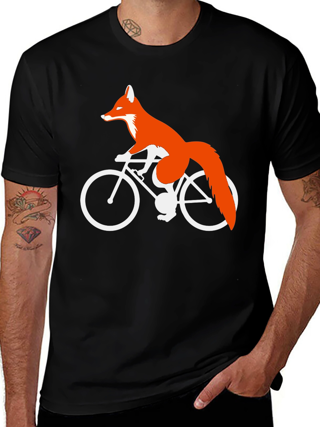 Variant 9 of Fox on Bike Graphic Tee - Cool Animal Shirt