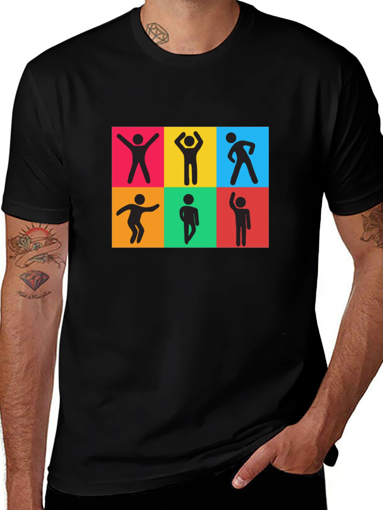Variant 20 of Funky Stick Figure Graphic Tee - Black