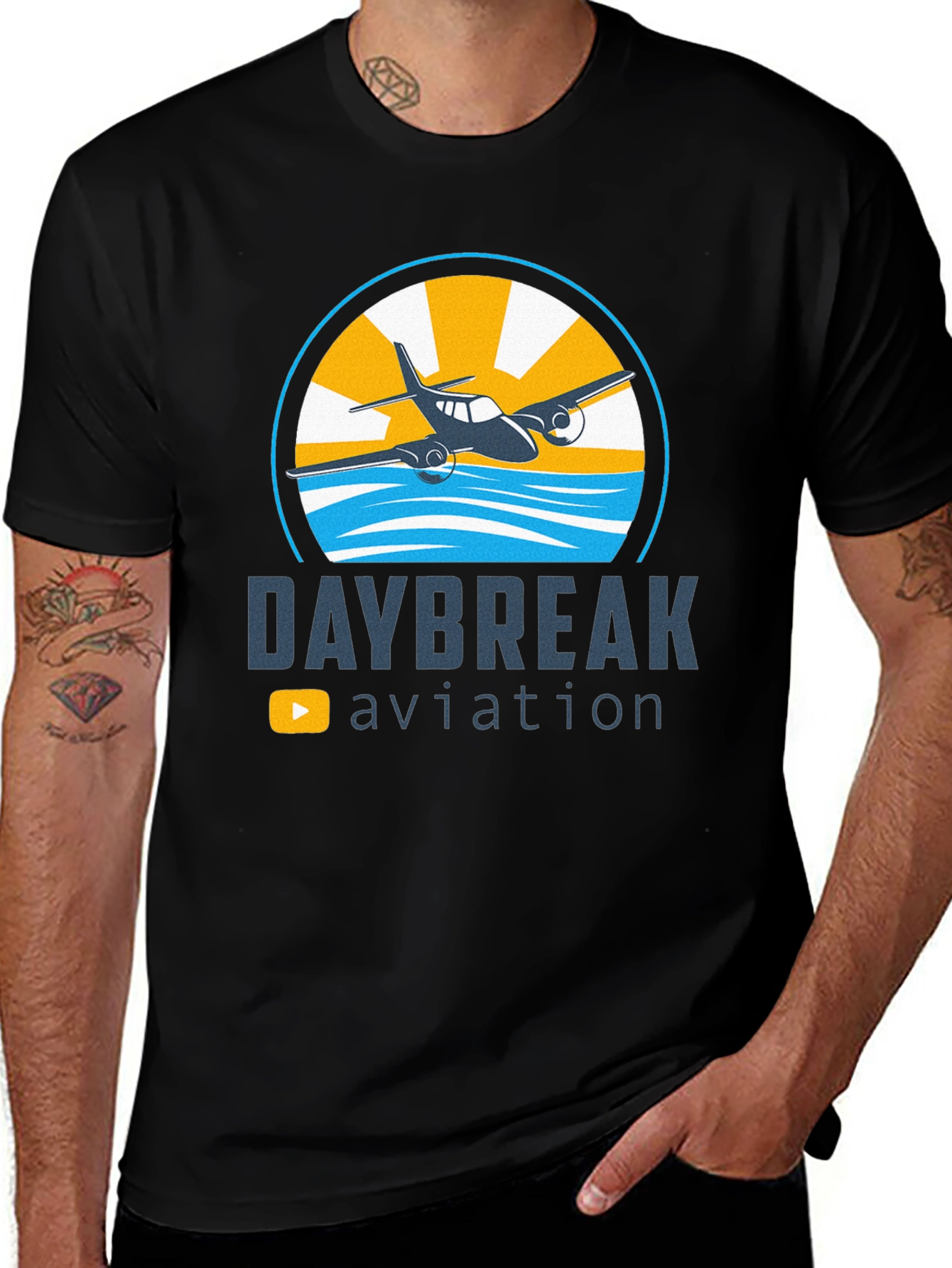 Variant 15 of Daybreak Aviation T-Shirt - Pilot Design