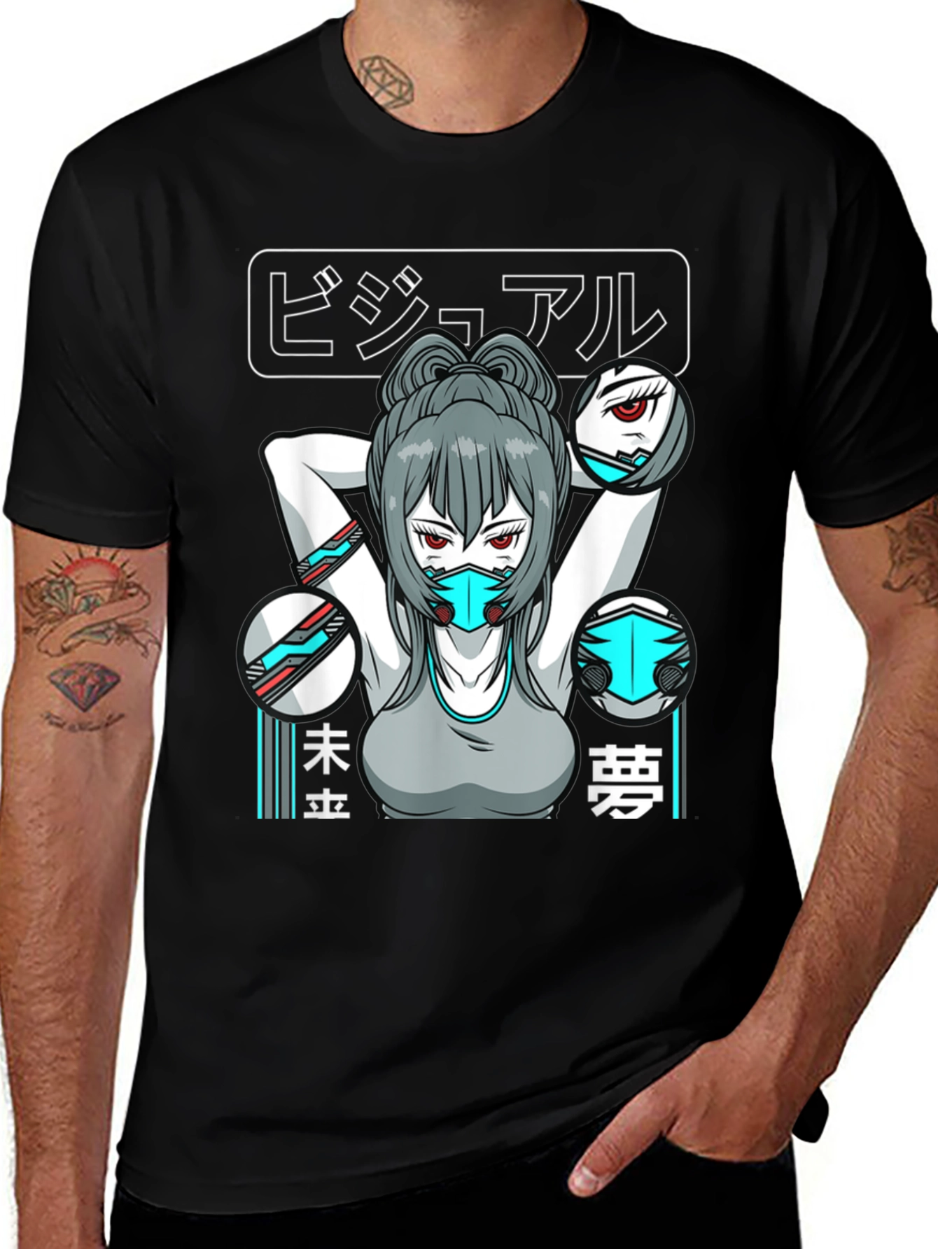 Anime Girl T-Shirt: Futuristic Cyberpunk Style