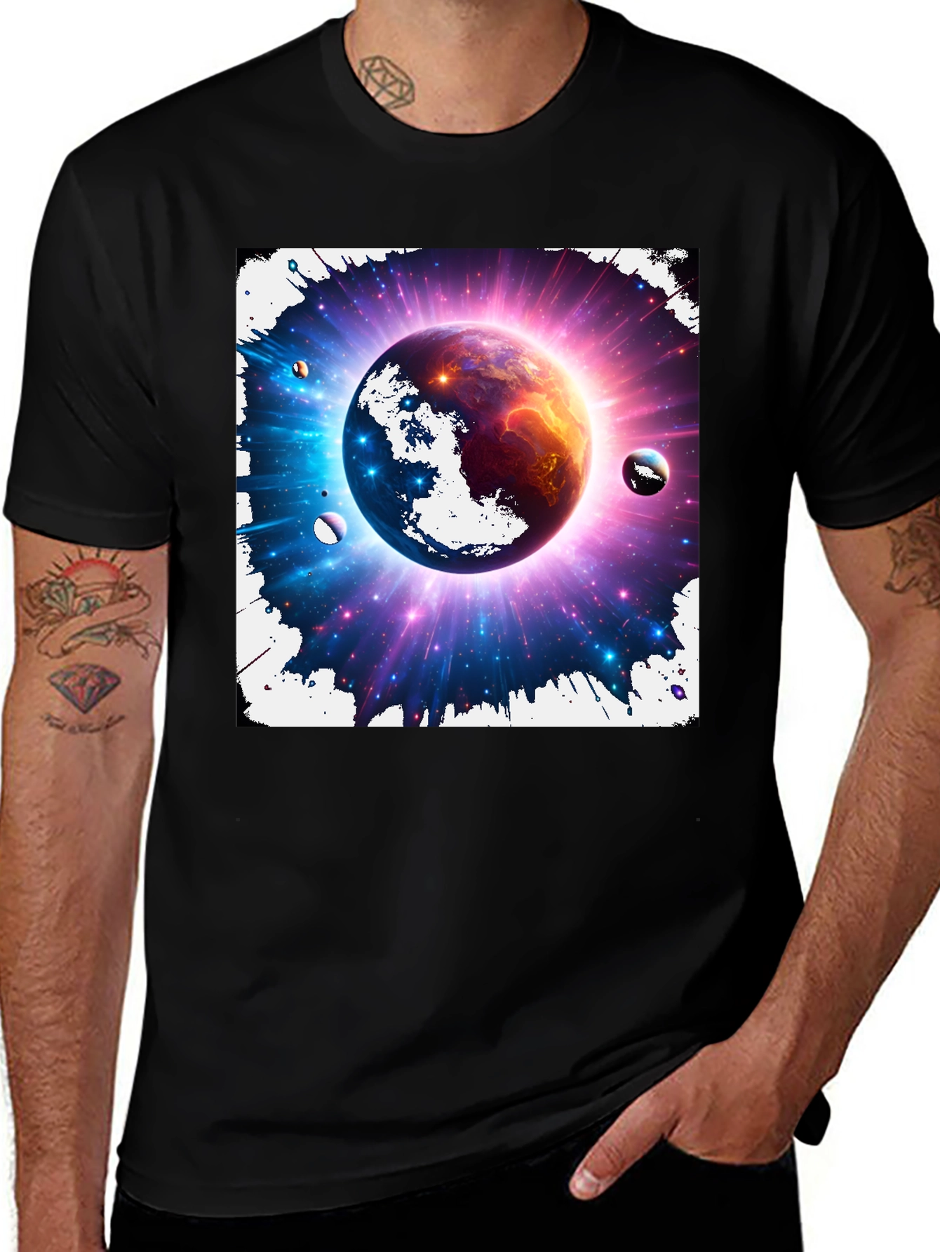 Variant 5 of Cosmic Planet Graphic T-Shirt - Galaxy Design