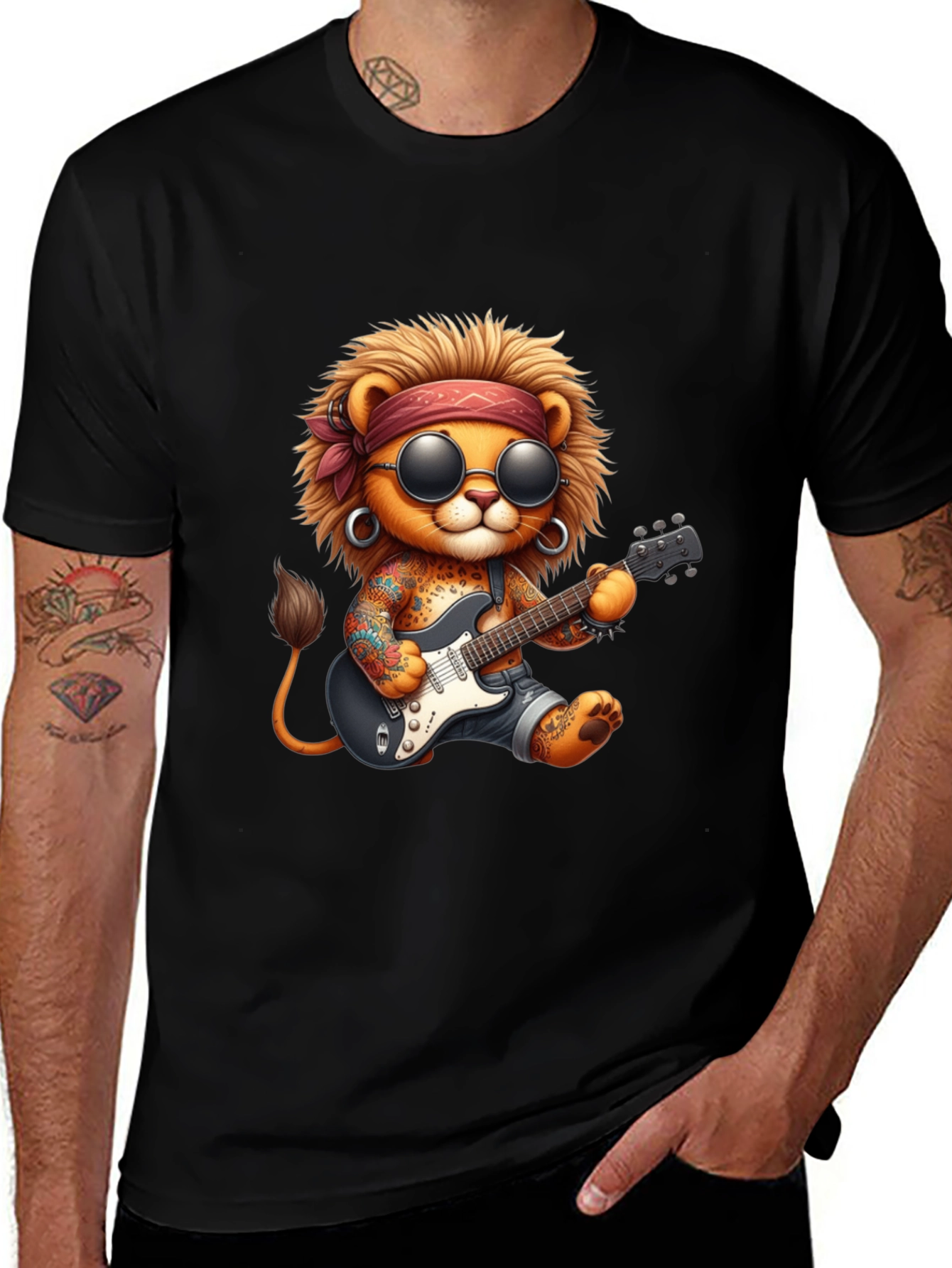 Variant 17 of Cool Lion Guitarist Graphic Tee