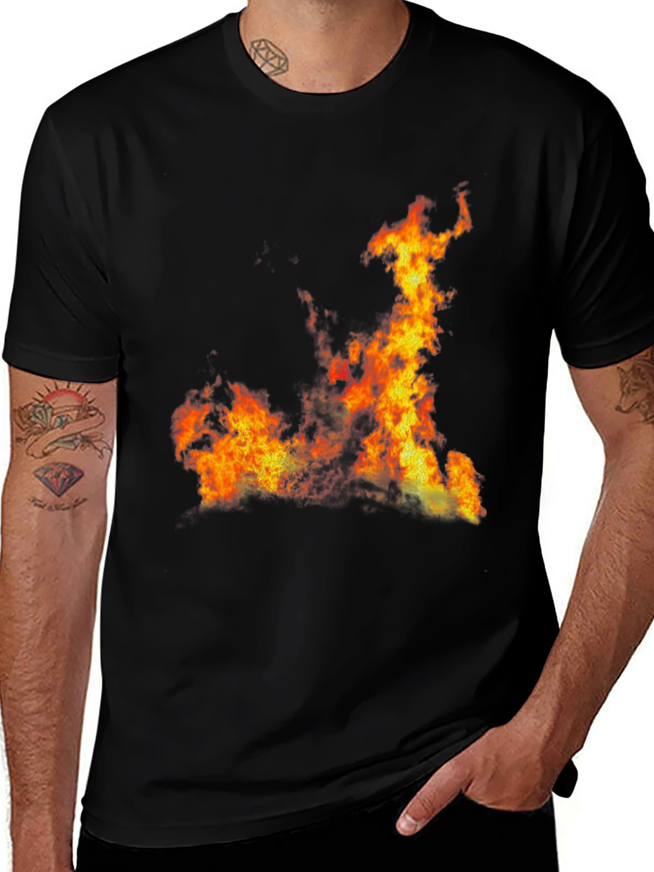 Variant 16 of Fiery Flames Graphic Black T-Shirt