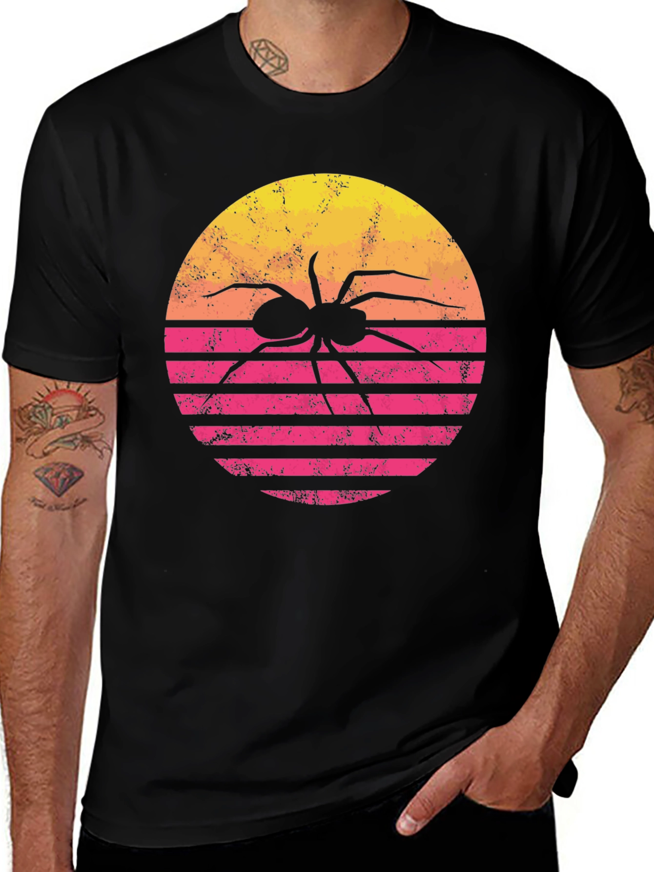 Variant 28 of Retro Sunset Spider Graphic Tee