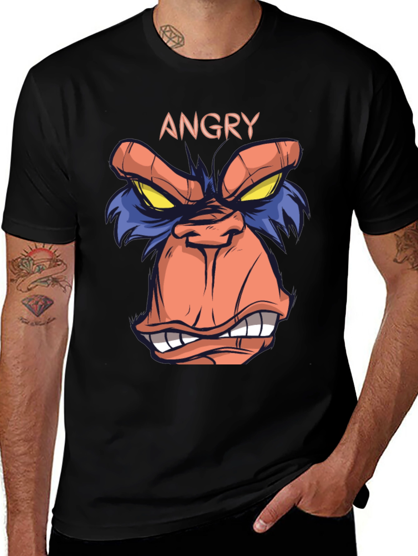 Variant 12 of Angry Ape Graphic Print Black T-Shirt
