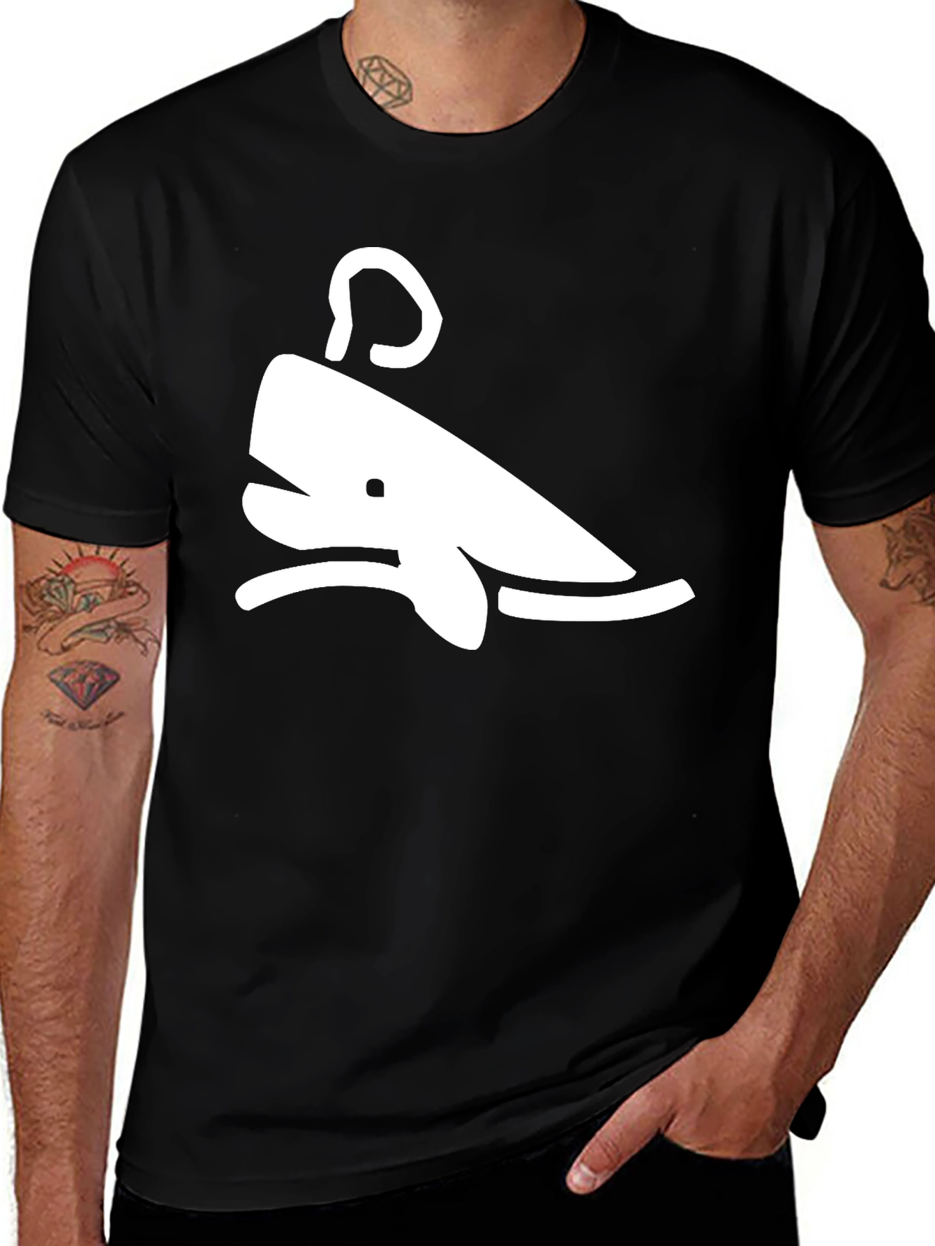 Variant 15 of Whimsical Whale Graphic Tee - Black Cotton Comfort