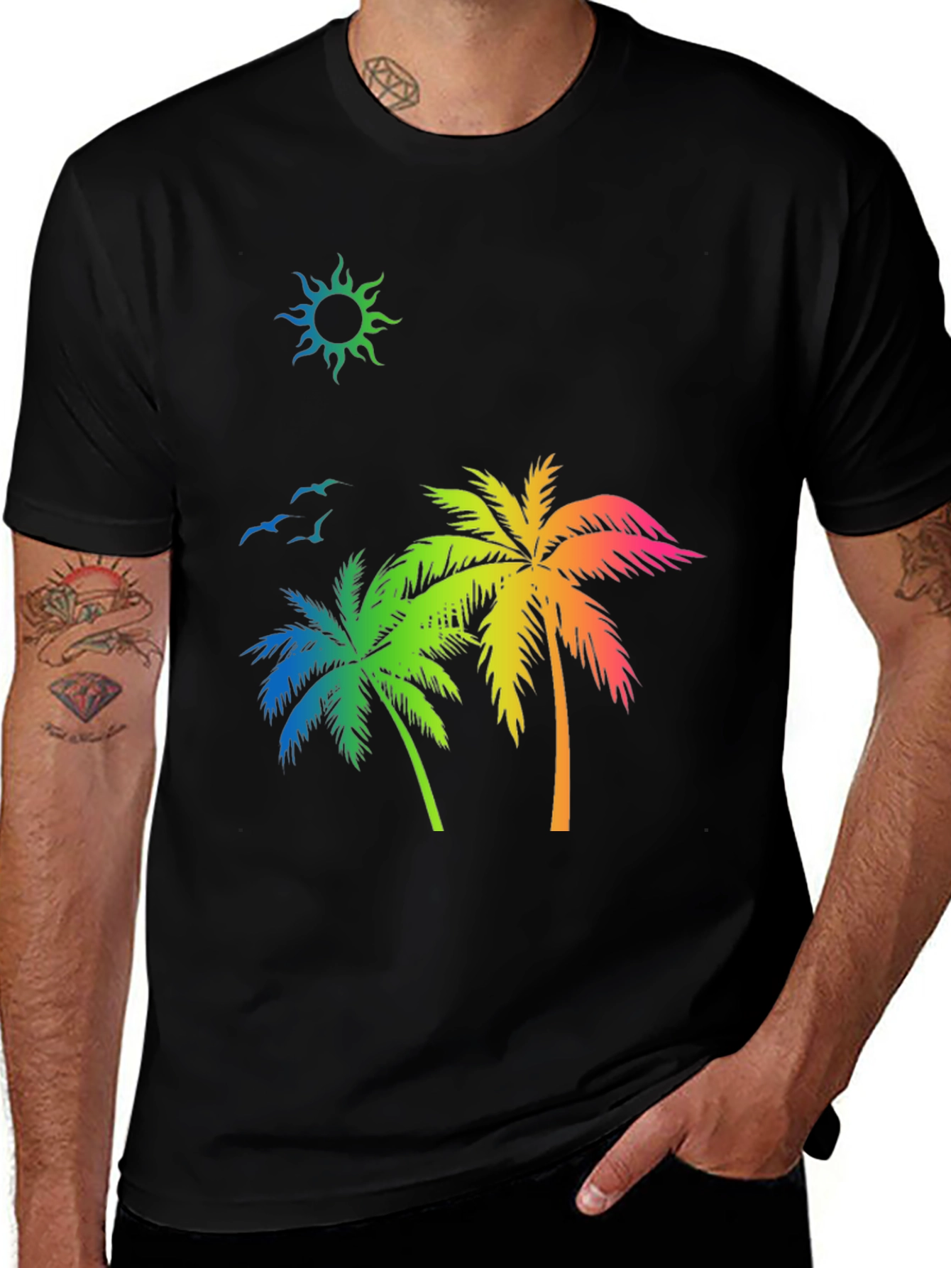 Variant 15 of Rainbow Palm Tree Graphic Tee