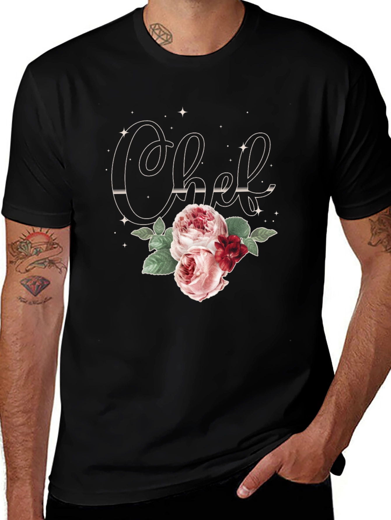 Floral Chef T-Shirt - Stylish Cooking Apparel