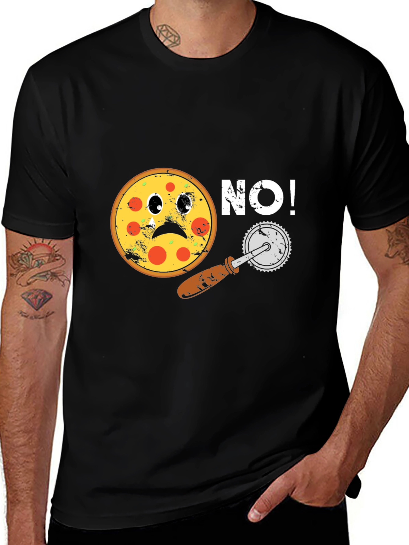Variant 18 of Sad Pizza No! Black Graphic Tee