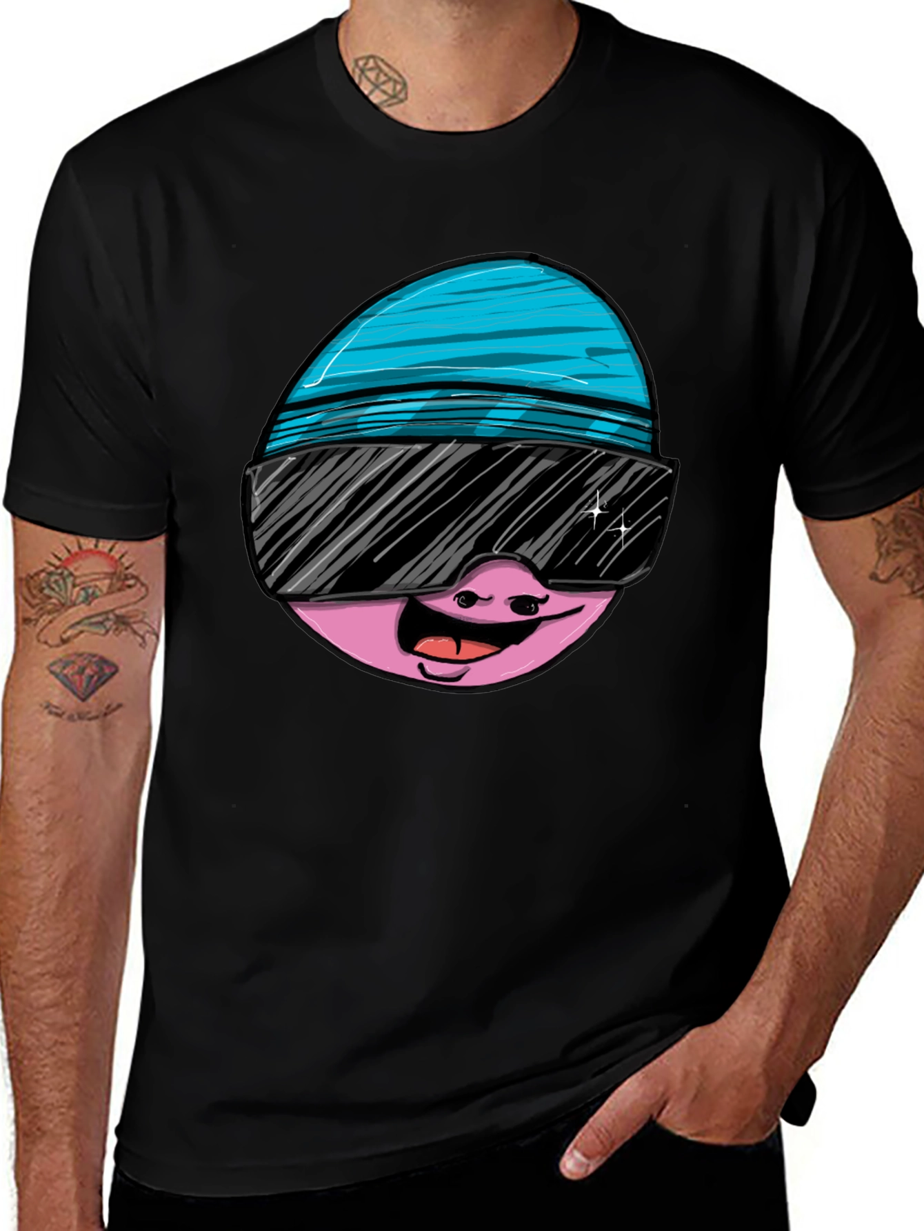 Variant 26 of Cool Egg Graphic Tee - Black Cotton T-Shirt