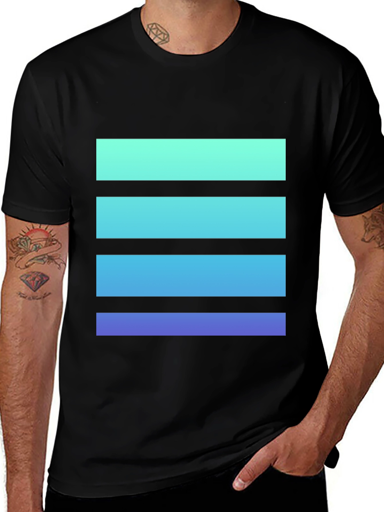 Gradient Stripe Tee - Modern Casual Style