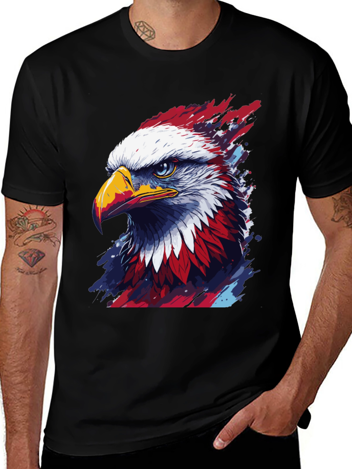 Black Patriotic Eagle Graphic Tee - Men's Black T-Shirt main image