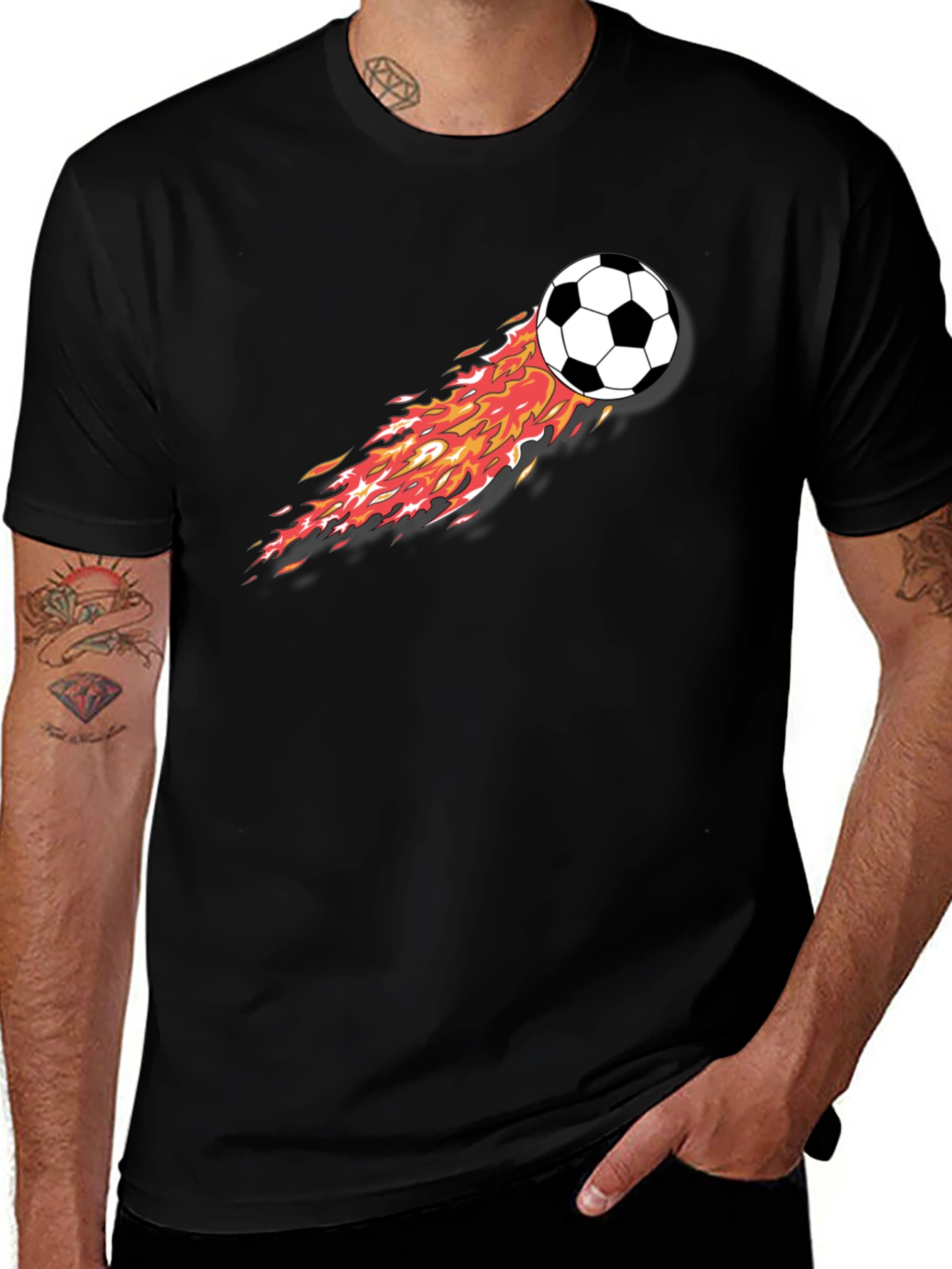 Variant 19 of Fiery Soccer Ball Graphic Tee