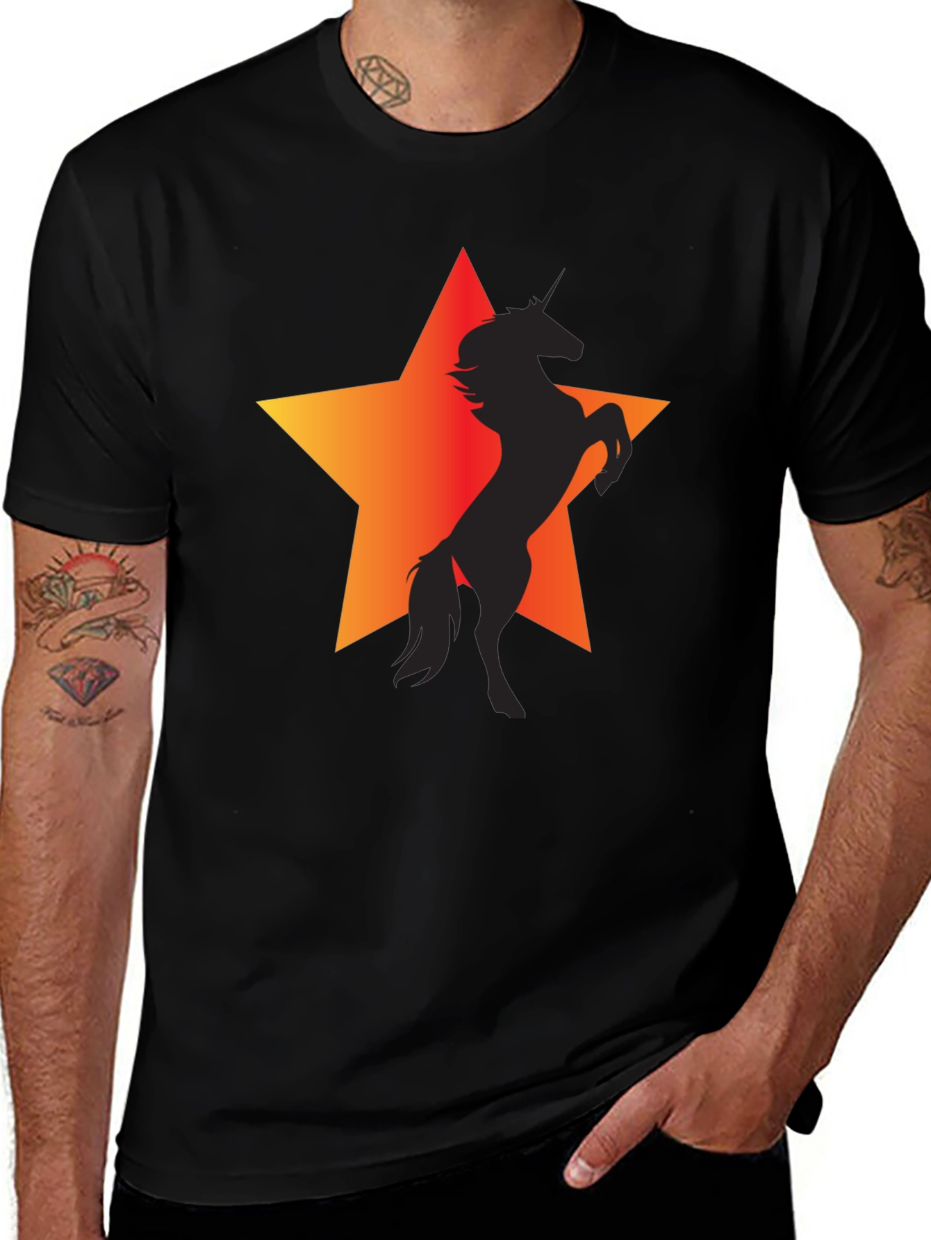 Variant 10 of Unicorn Star Graphic T-Shirt - Stylish Black Tee