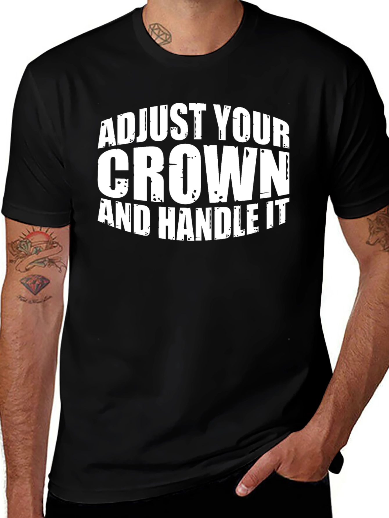 Variant 27 of Adjust Your Crown Graphic Tee - Black Cotton T-Shirt