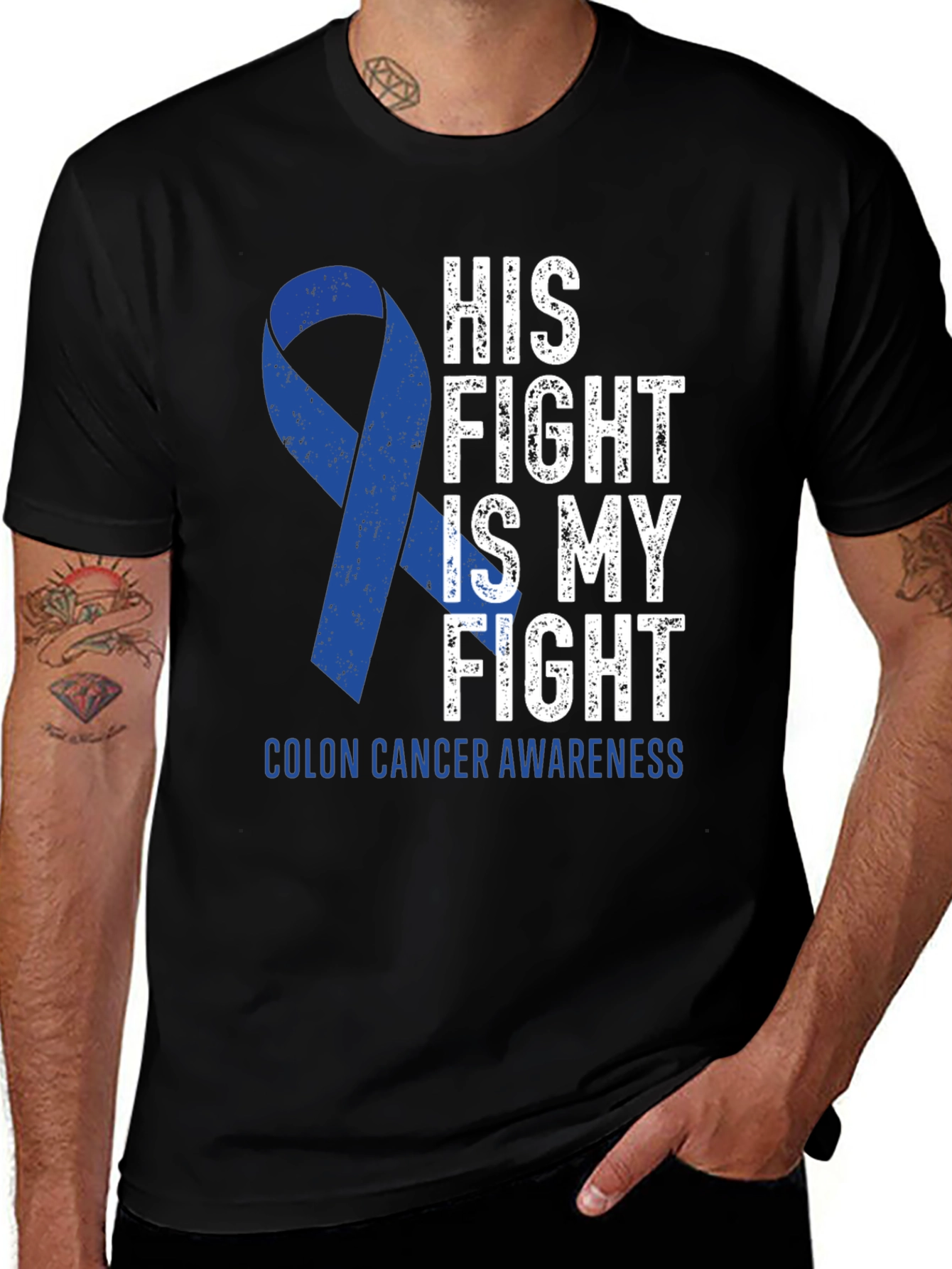 Colon Cancer Awareness T-Shirt - His Fight Is My Fight