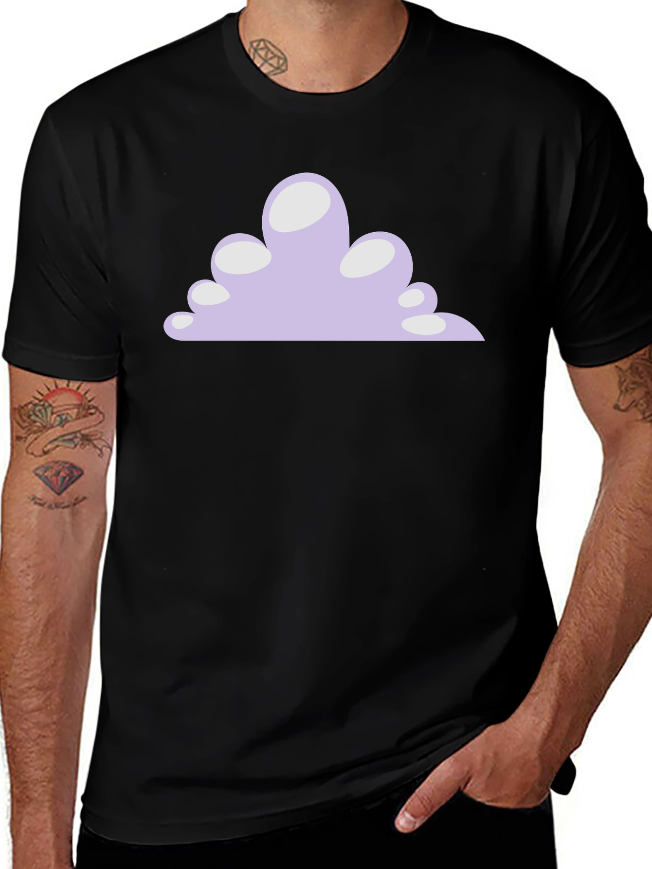Variant 23 of Cartoon Cloud Graphic Tee - Black Short Sleeve