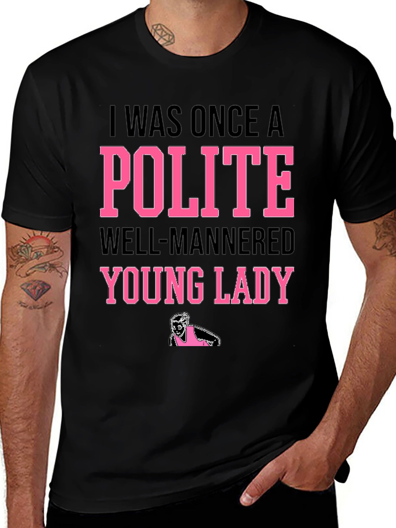 Variant 17 of Polite Young Lady Novelty Graphic Tee