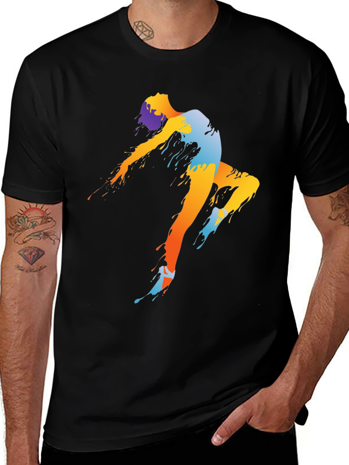 Variant 17 of Abstract Dancer Graphic Tee - Black Cotton Shirt