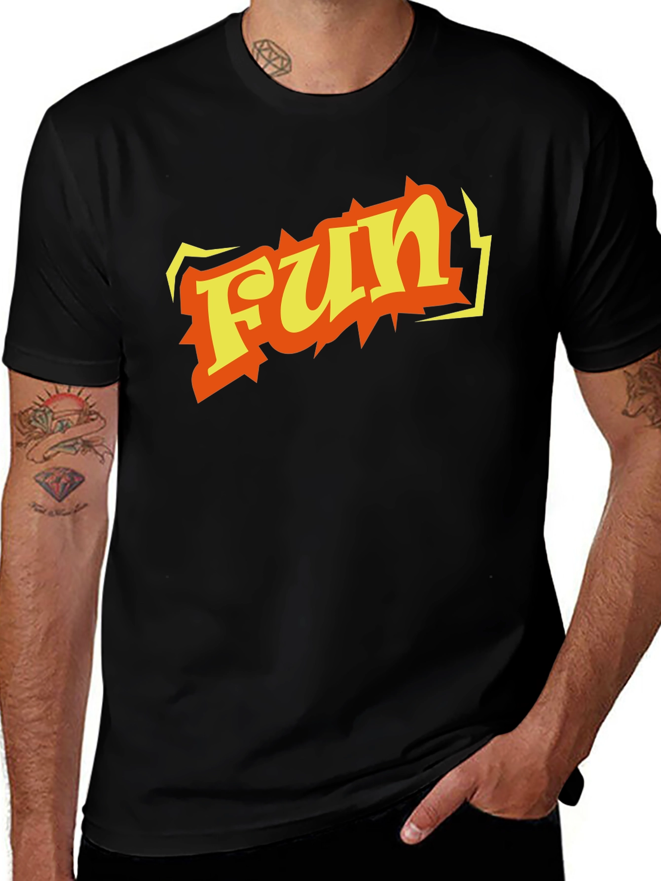 Fun Graphic Print Black T-Shirt