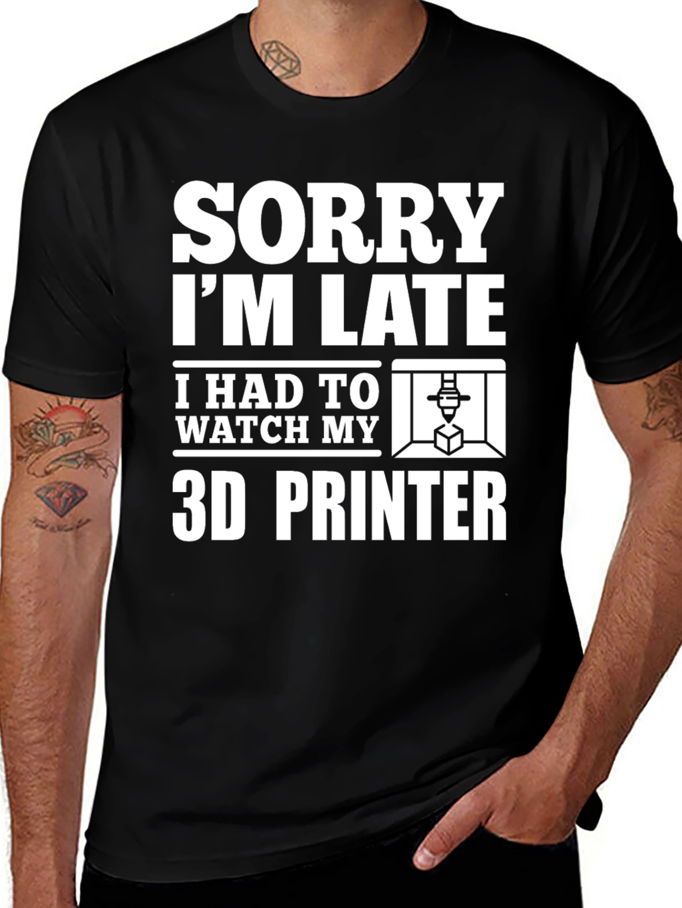 Variant 3 of Funny 3D Printer Hobbyist T-Shirt