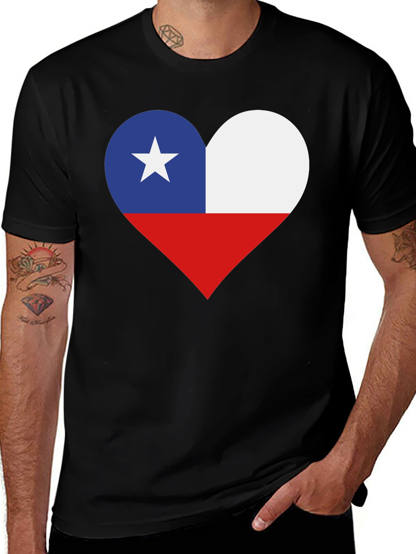 Chile Flag Heart T-Shirt - Show Your Love for Chile!