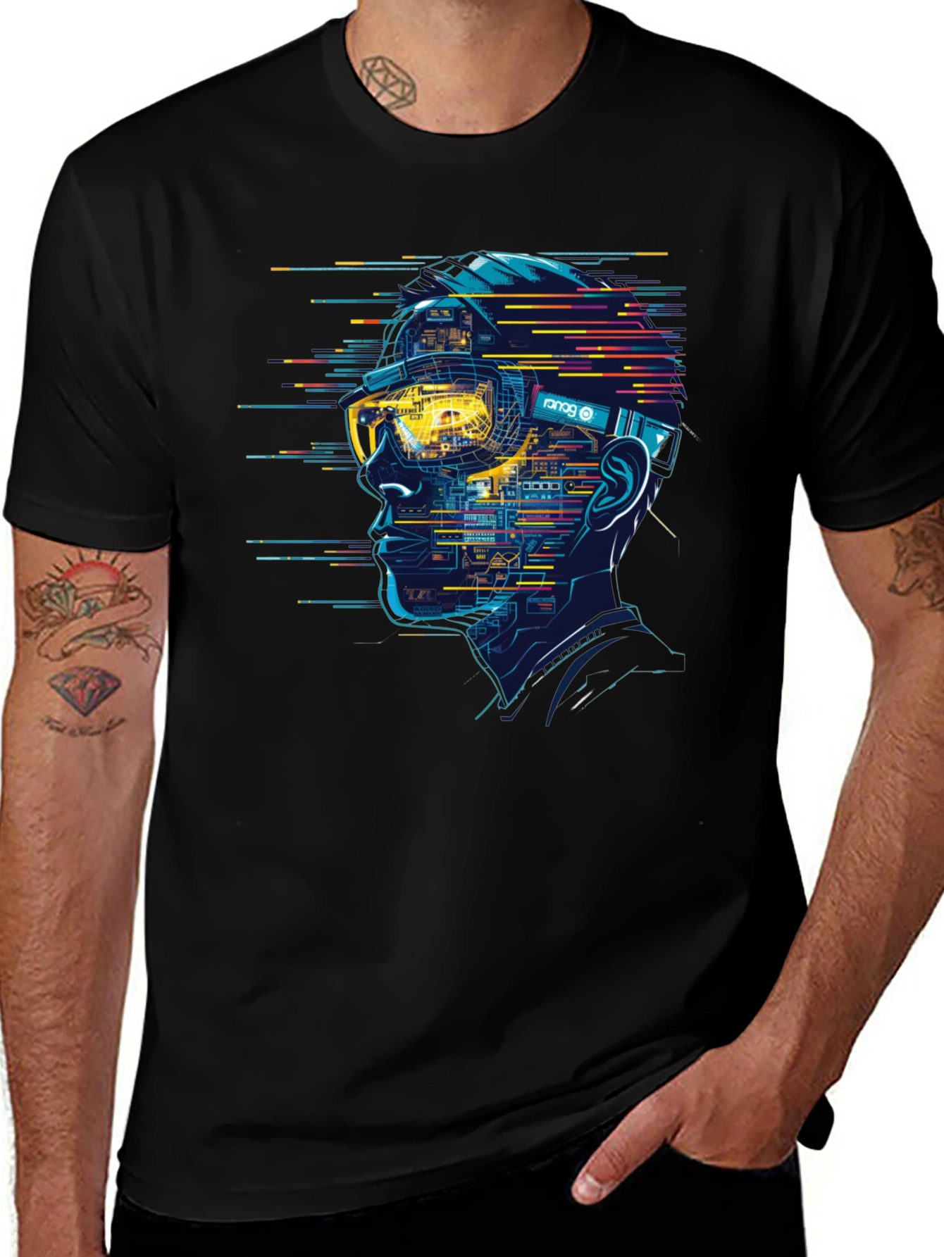 Variant 24 of Cyberpunk VR Headset Graphic T-Shirt