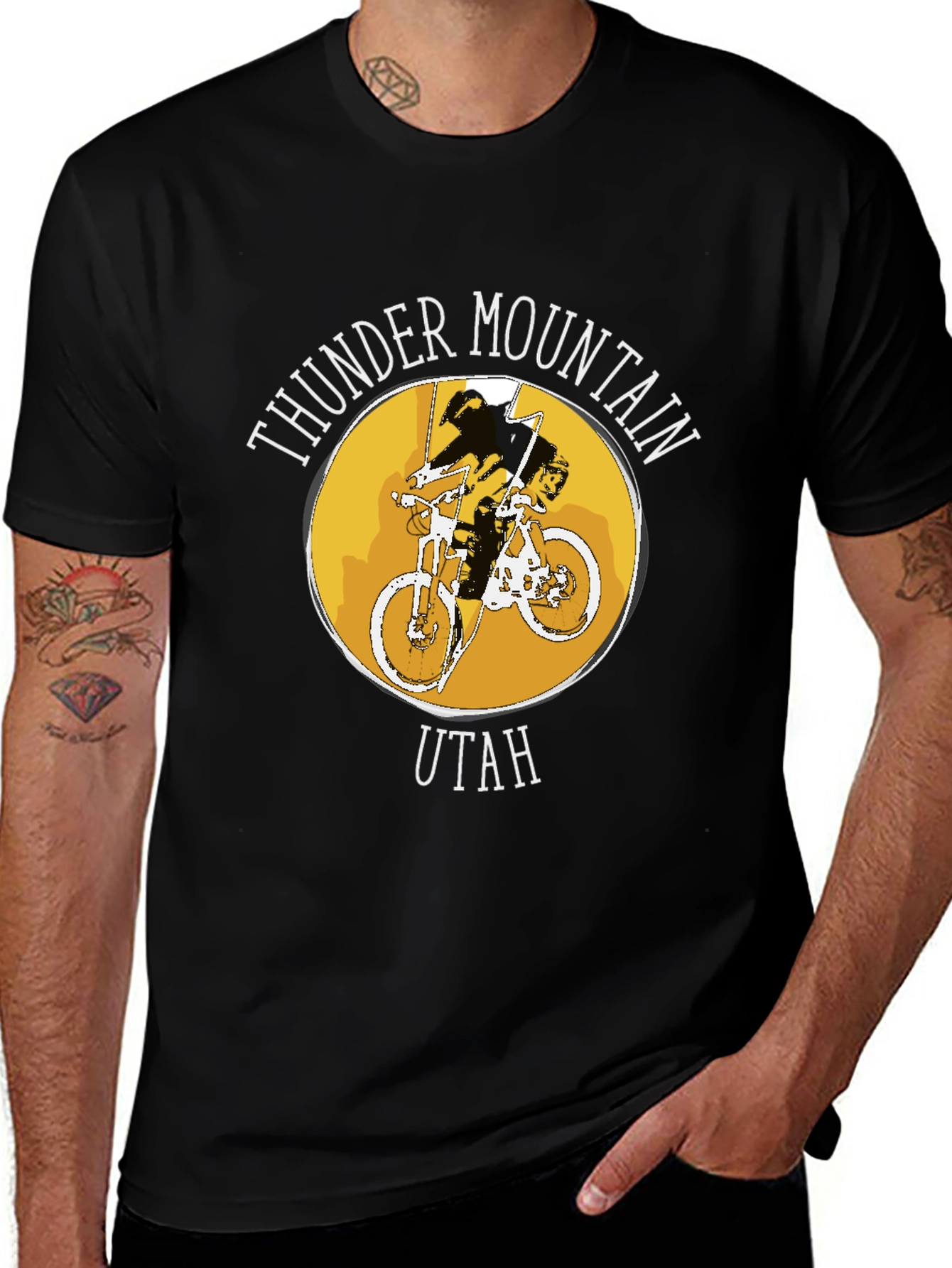 Variant 25 of Thunder Mountain Utah T-Shirt - Black Cotton Tee