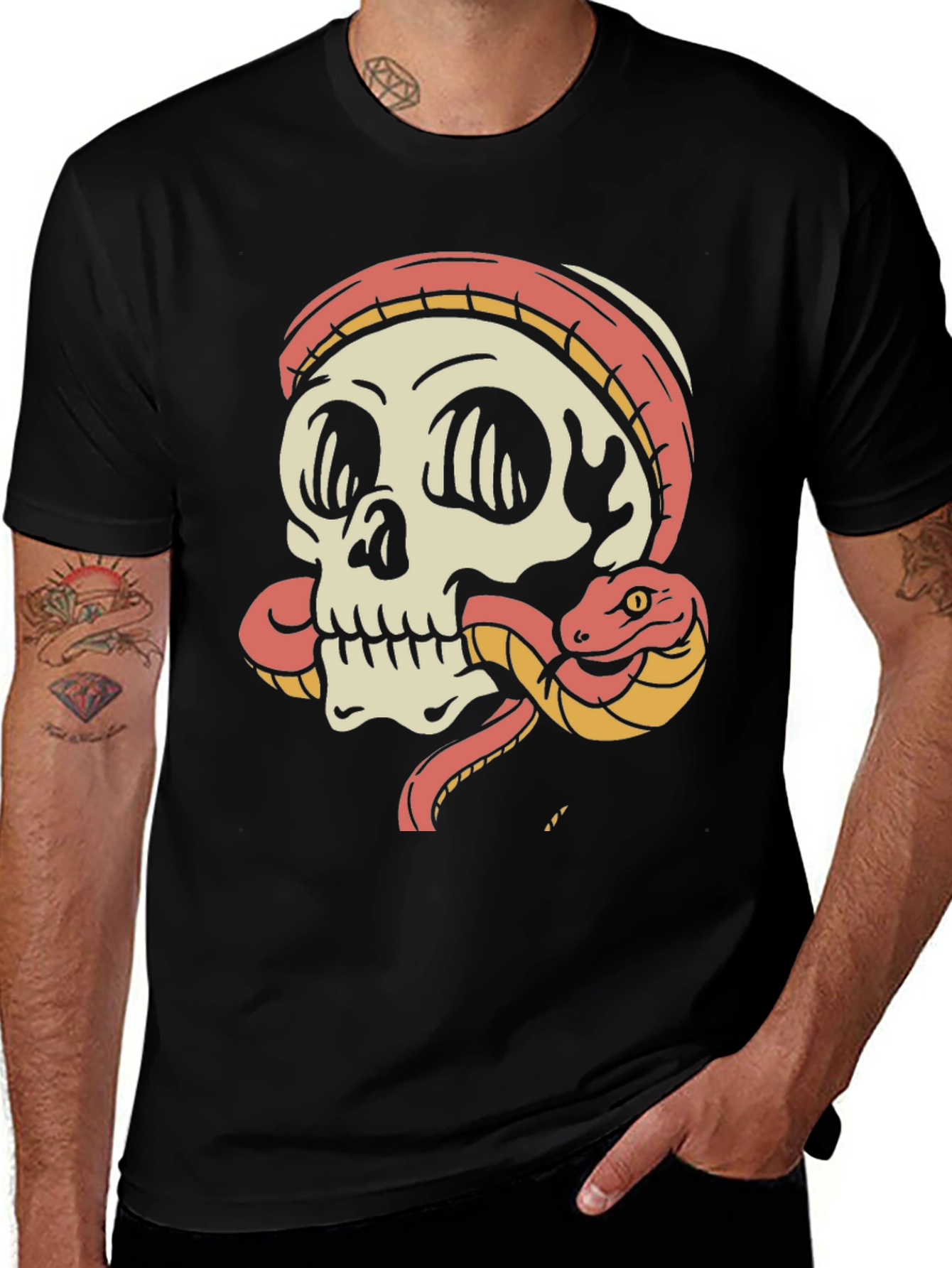 Variant 11 of Skull & Snake Graphic Tee - Edgy Style
