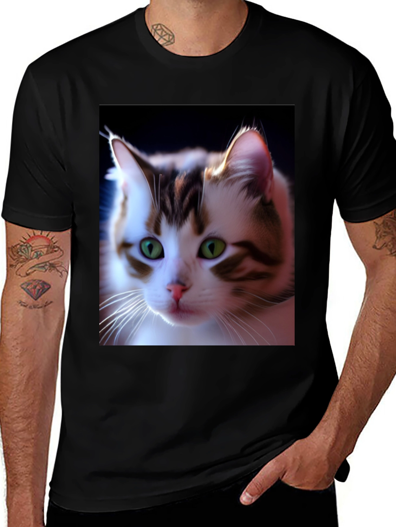 Variant 5 of Cat Portrait Graphic Tee - Unique Style!