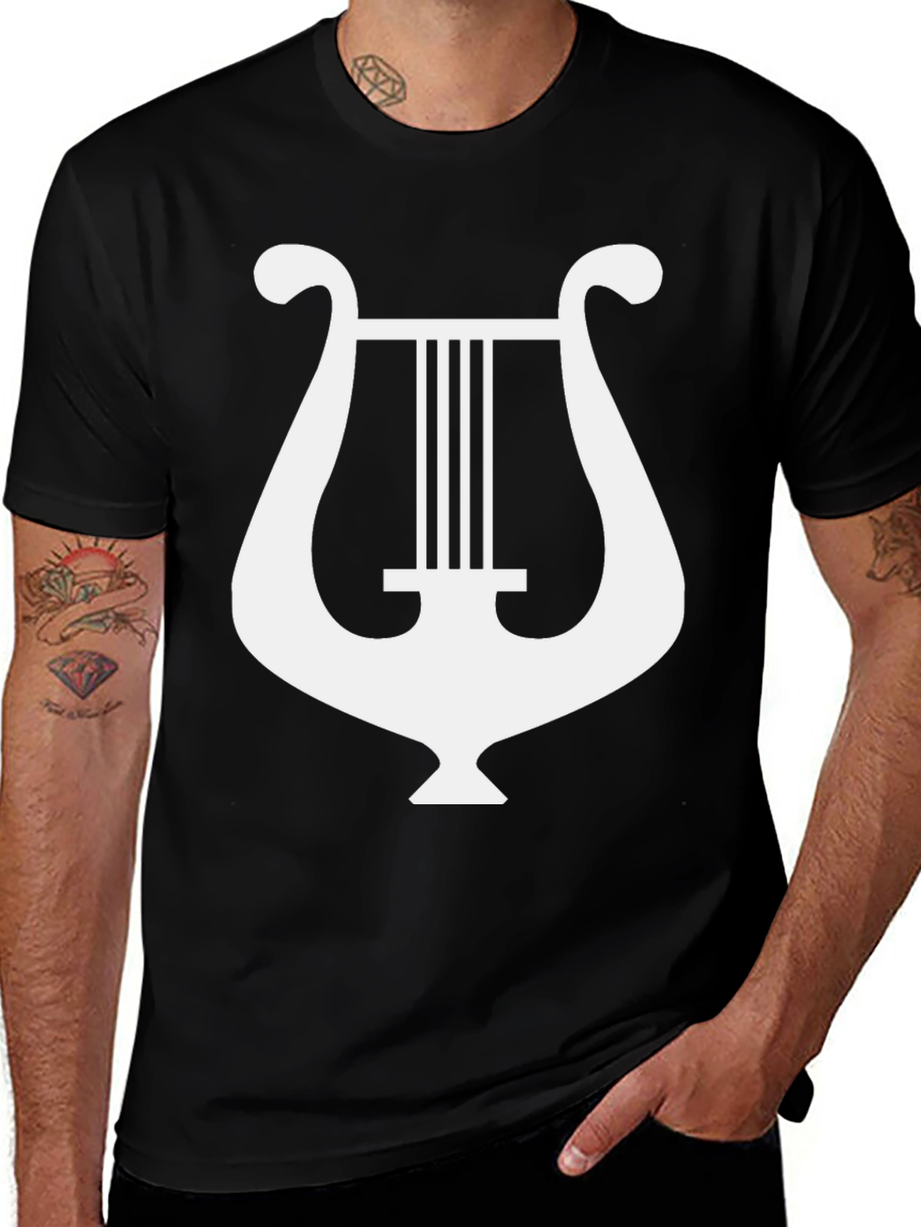 Lyre Graphic T-Shirt - Classic Musical Instrument Tee