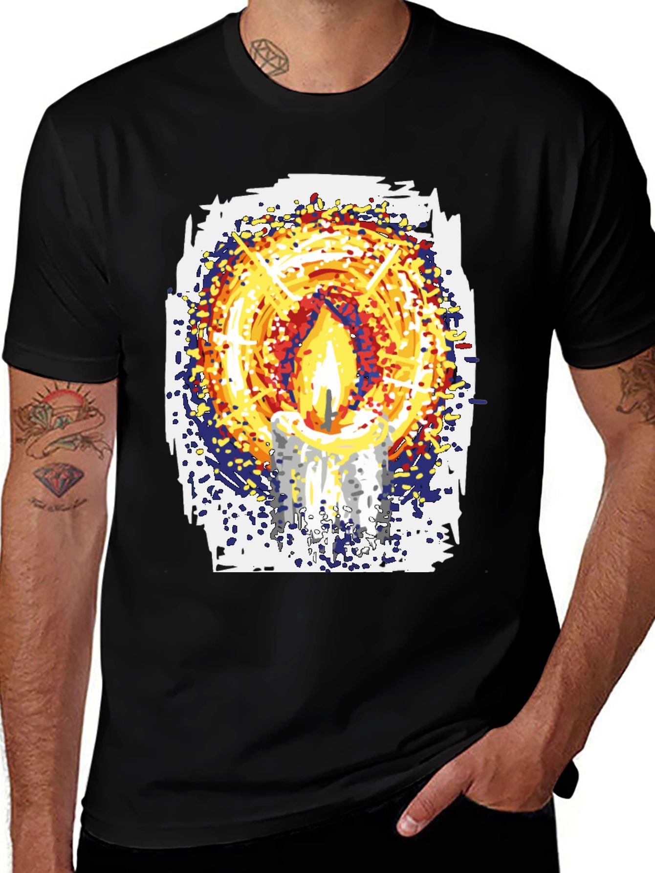 Variant 18 of Candle Graphic Black T-Shirt Unique Design Tee