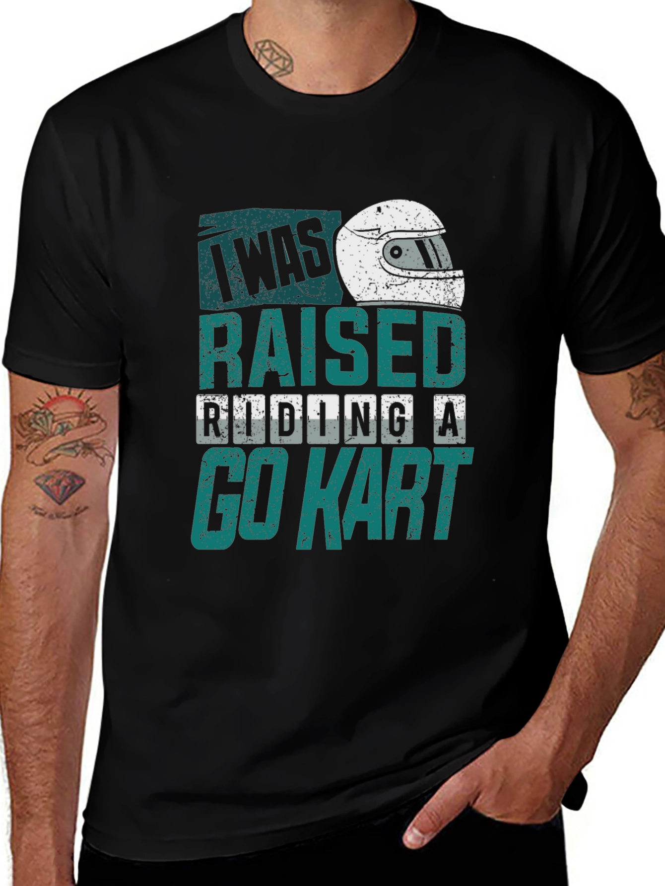 Variant 7 of Go Kart Racing T-Shirt - "I Was Raised Riding a Go Kart" 