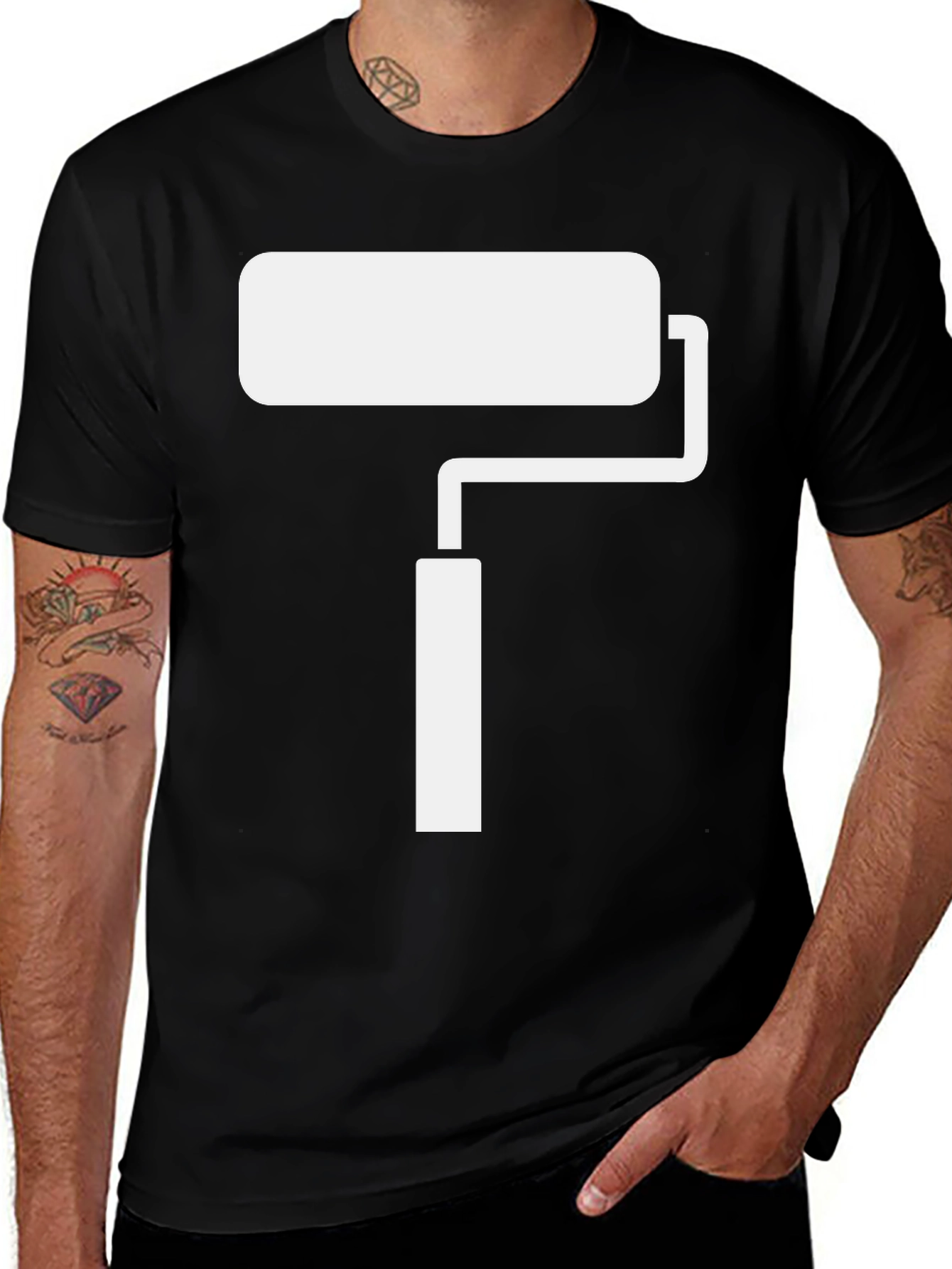 Variant 22 of Paint Roller Graphic Tee - Black Cotton Comfort