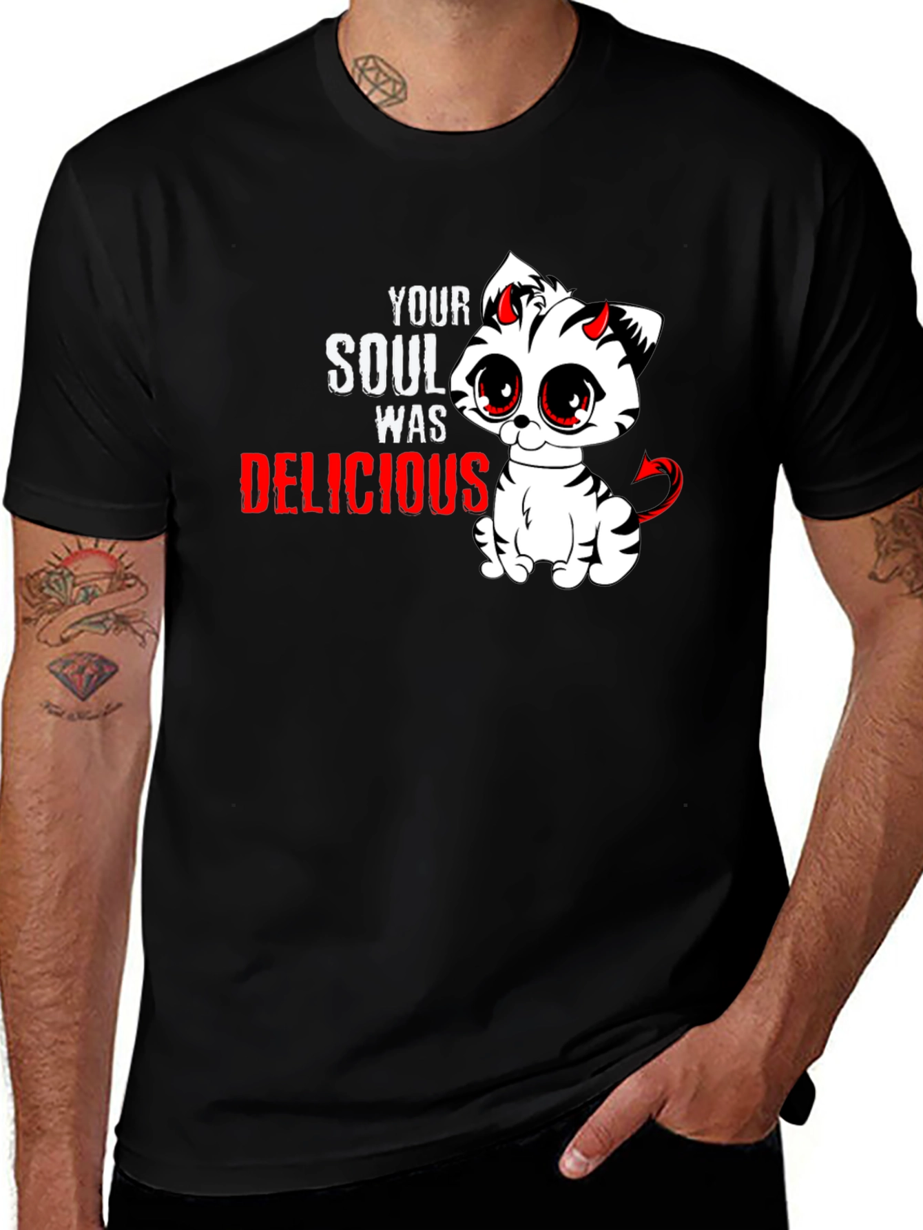 Cute Devil Kitten T-Shirt - Your Soul Was Delicious