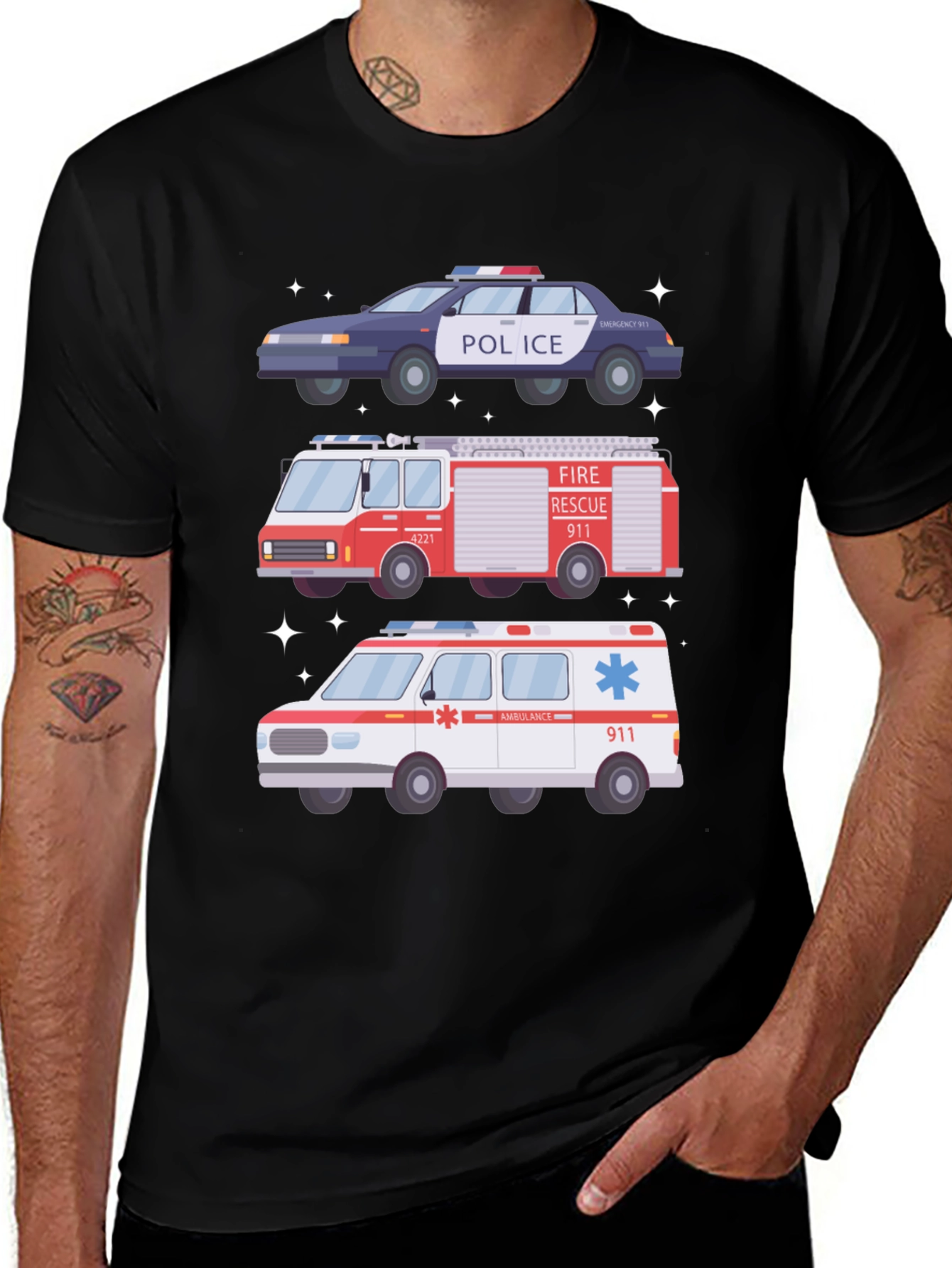 Variant 6 of Emergency Vehicles Graphic T-Shirt